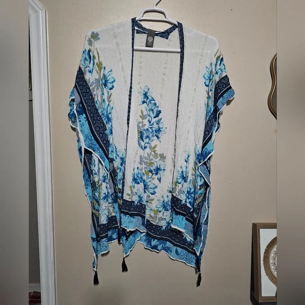 Vince Camuto Blue and White Floral Wrap